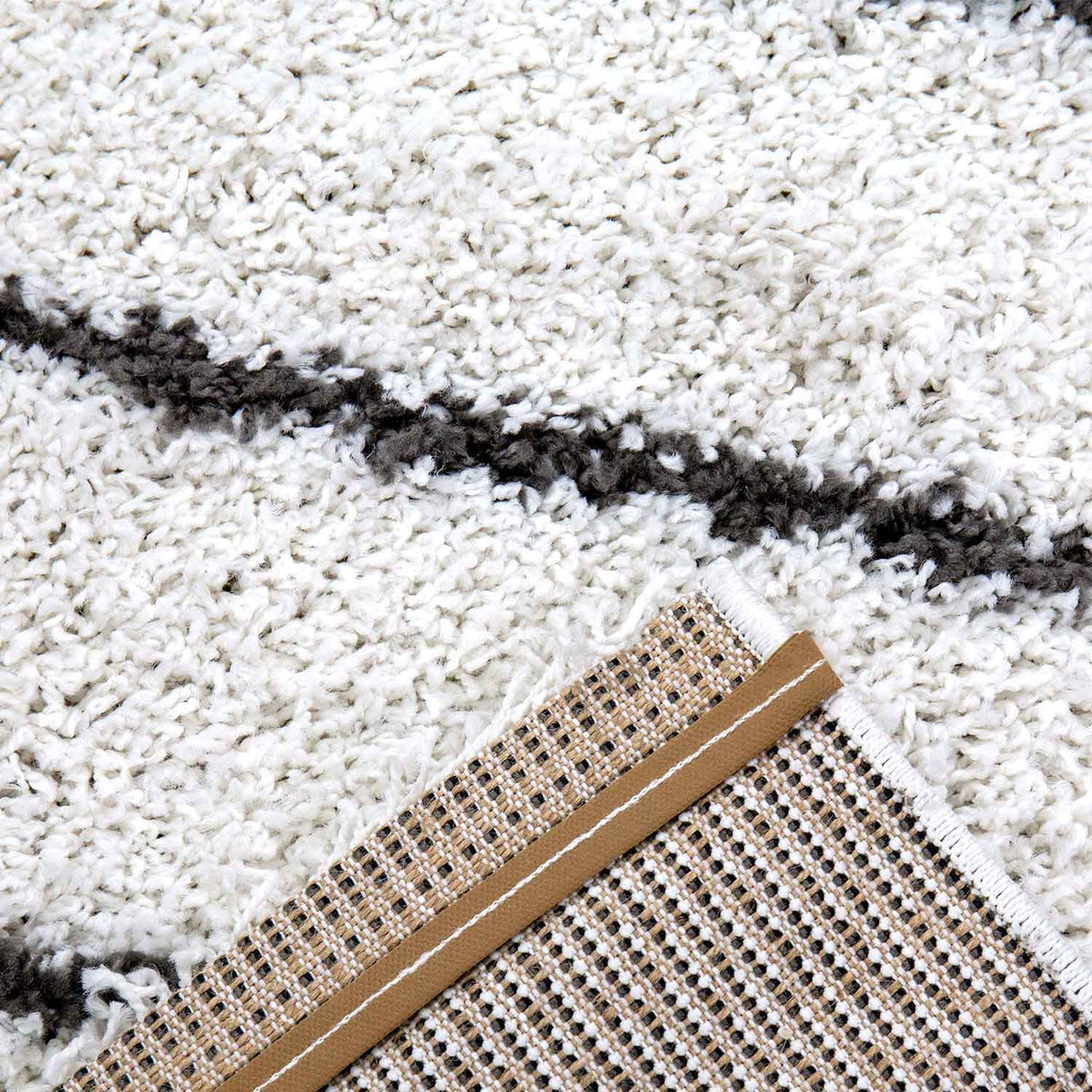 High-pile rug, soft living room shaggy Scandinavian style striped-zoom-3