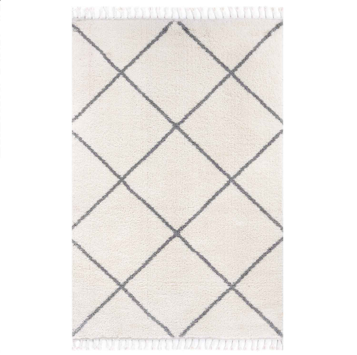 High-Pile Microfiber Rug Super Soft Living Room in Cream Fluffy with Fringes-zoom-4