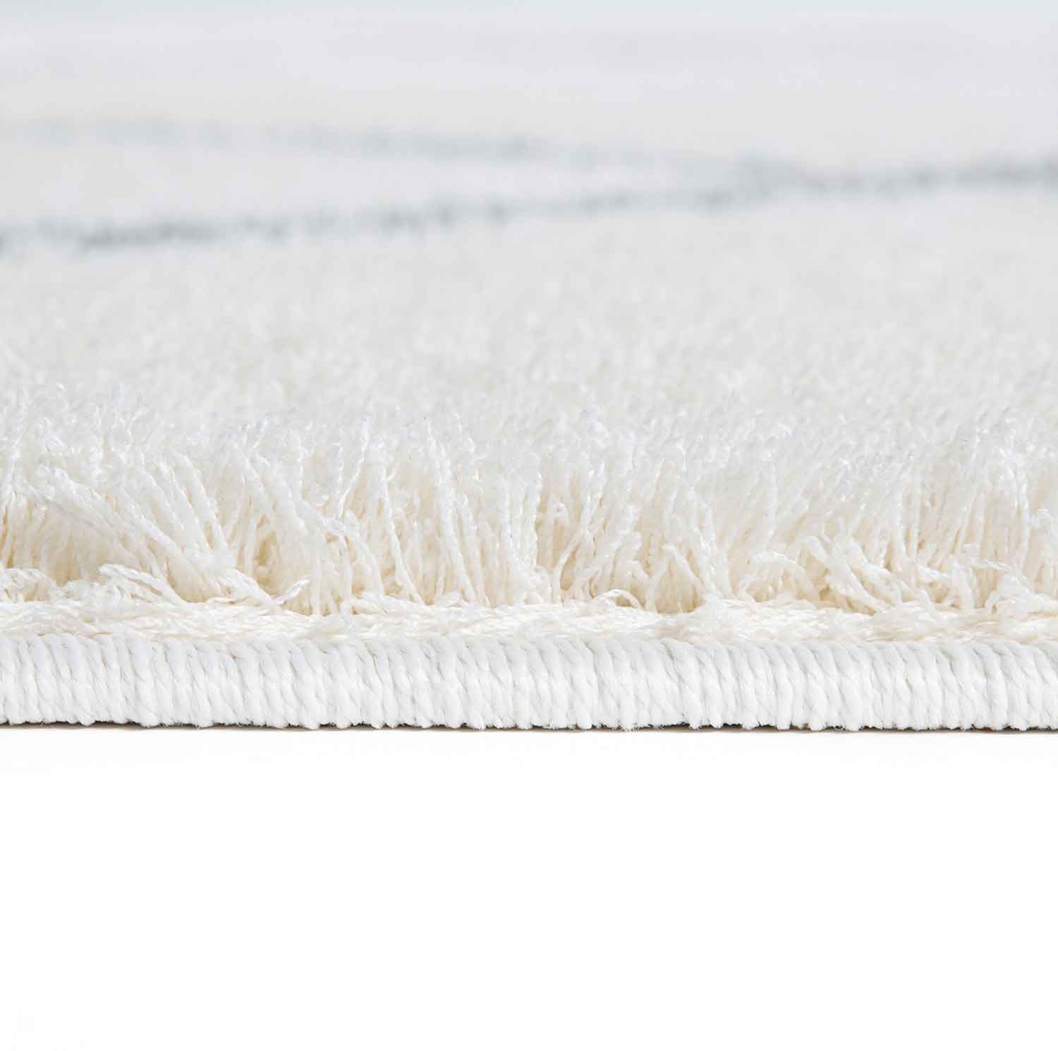 Hochflor Teppich Microfaser Super Weich Wohnzimmer in Creme Flauschig mit Franzen-zoom-3