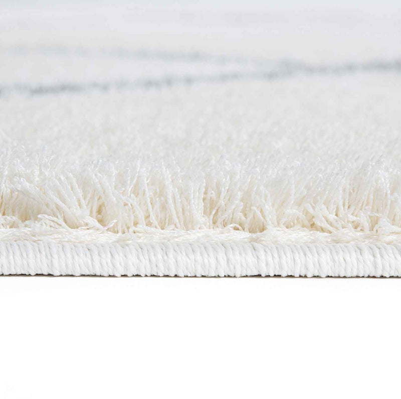 Hochflor Teppich Microfaser Super Weich Wohnzimmer in Creme Flauschig mit Franzen-zoom-