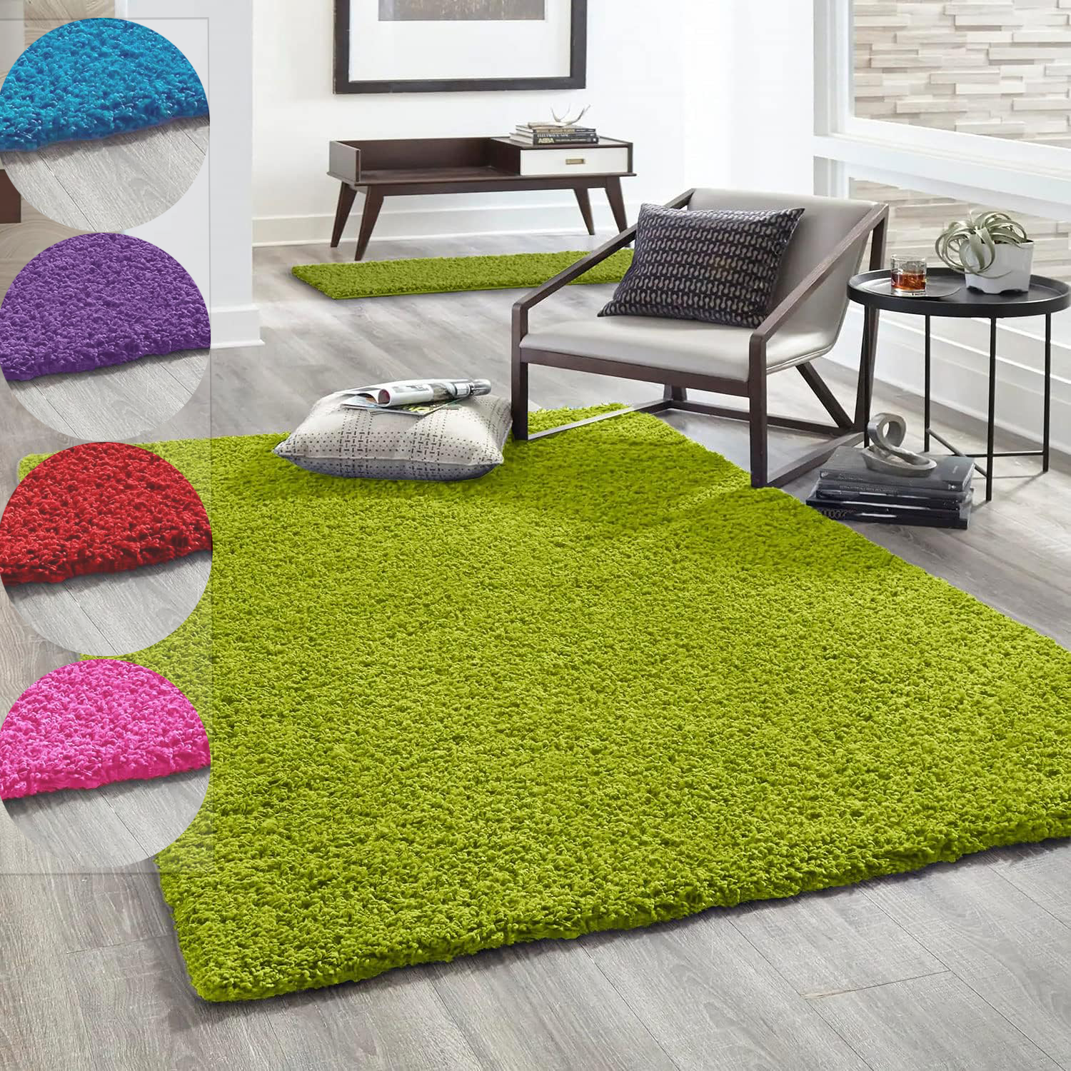 High-pile rug Prime Shaggy long pile living room bedroom round colored