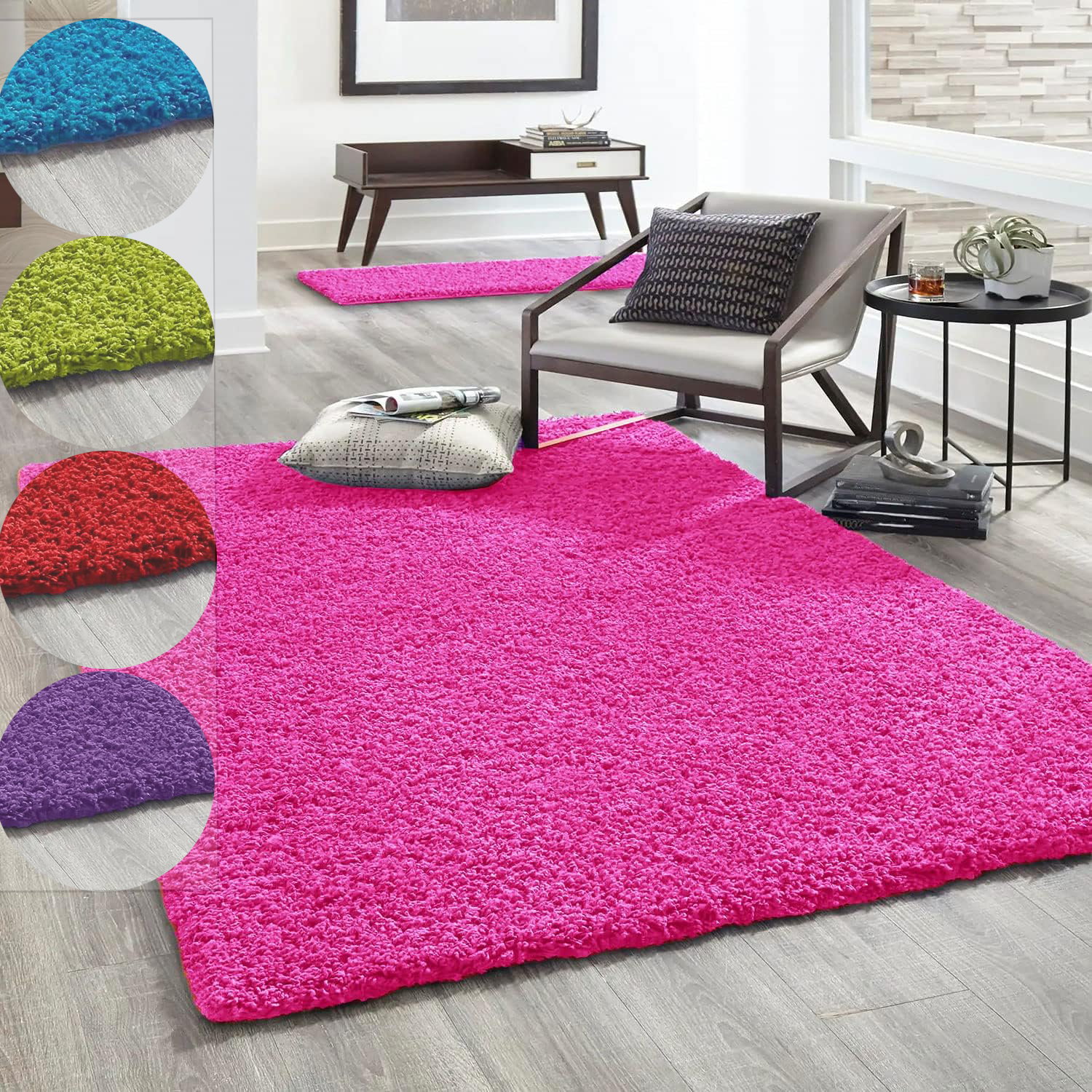 High-pile rug Prime Shaggy long pile living room bedroom round colored