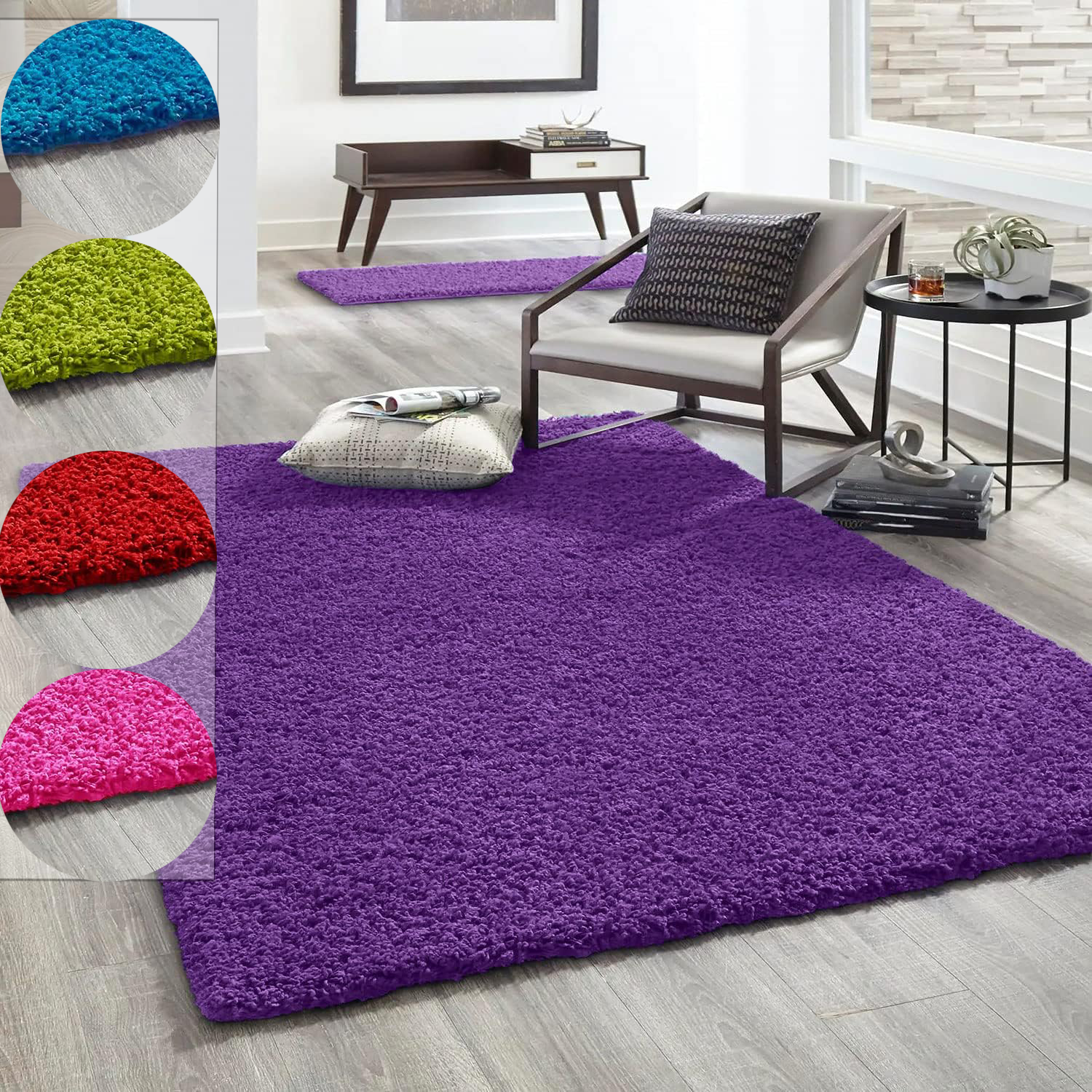 High-pile rug Prime Shaggy long pile living room bedroom round colored-zoom-21