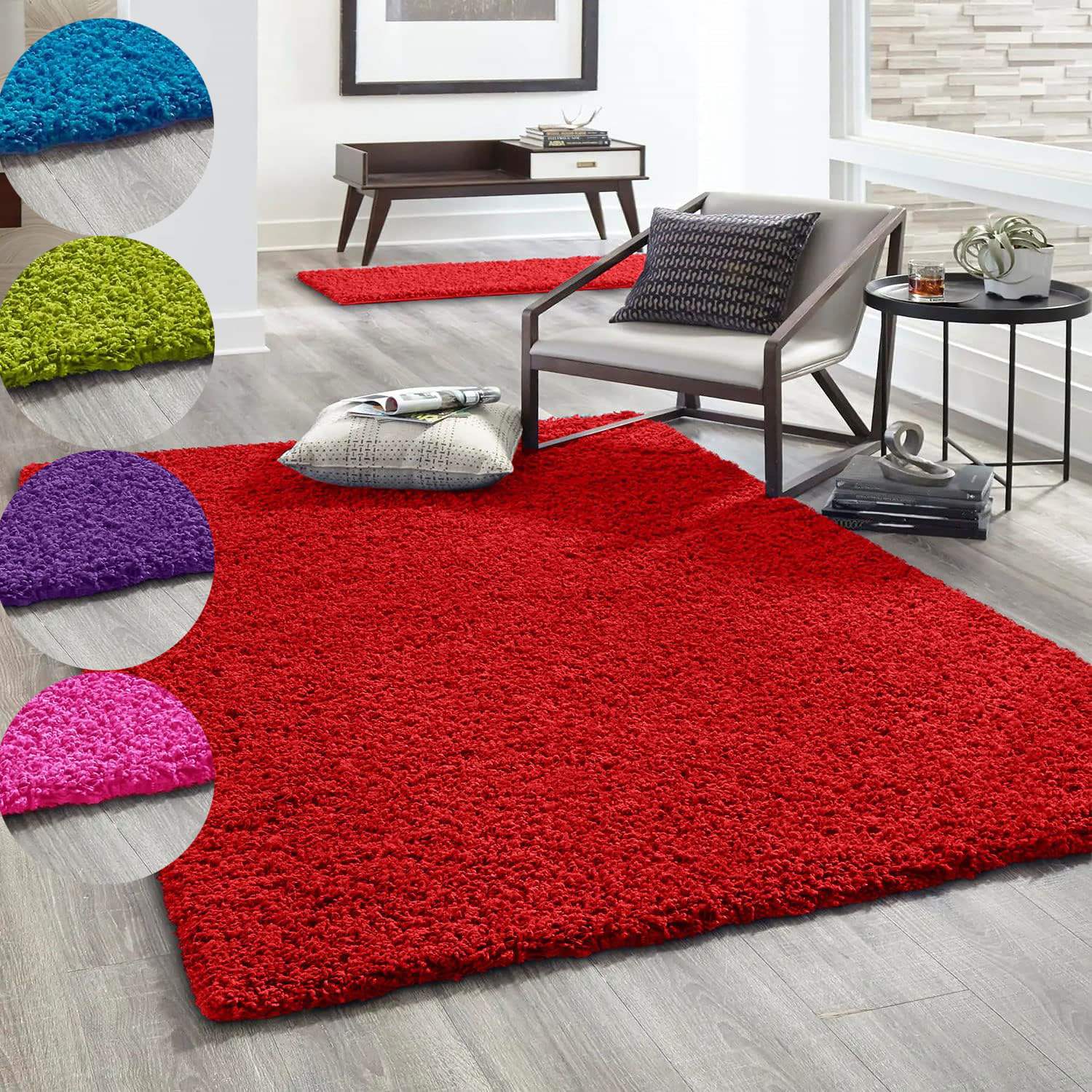 High-pile rug Prime Shaggy long pile living room bedroom round colored-zoom-11