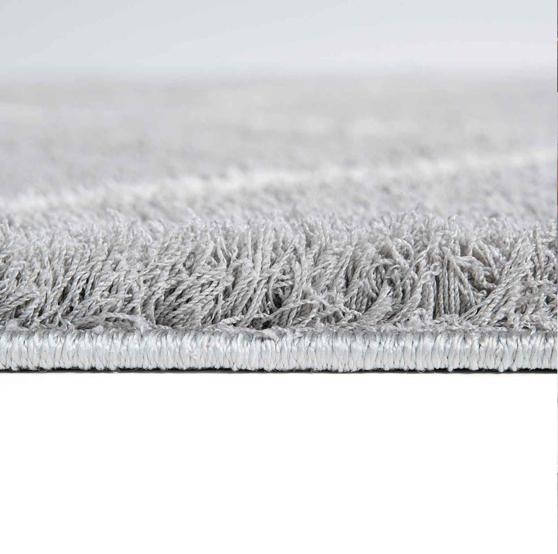 High-pile rug, super soft, for living room, grey, fluffy with fringes-zoom-
