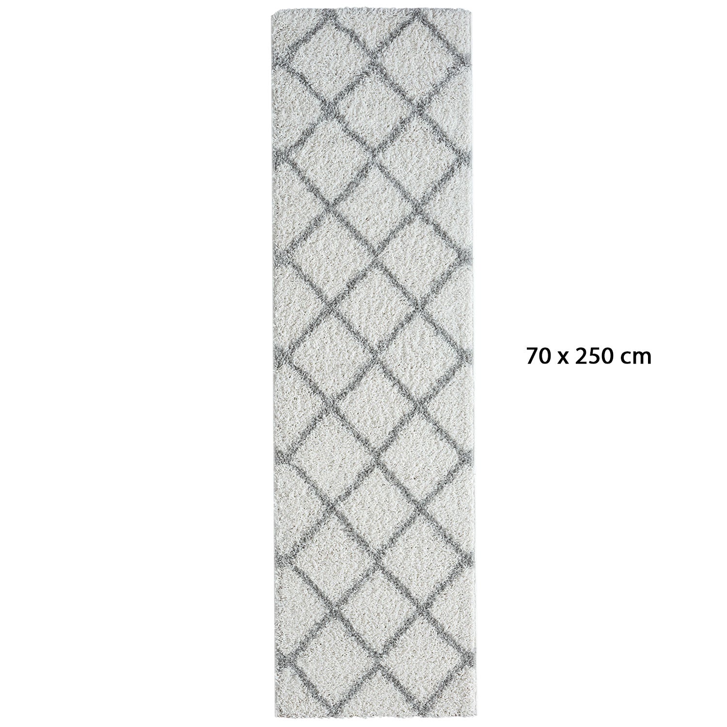 High-pile rug for living room, bedroom, kitchen, shaggy, Scandinavian diamond pattern-6