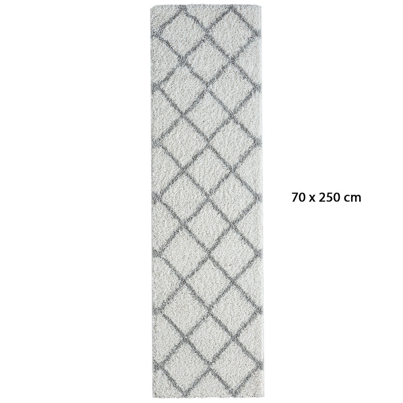 High-pile rug for living room, bedroom, kitchen, shaggy, Scandinavian diamond pattern-zoom-