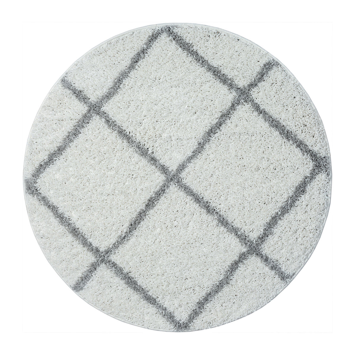 High-pile rug for living room, bedroom, kitchen, shaggy, Scandinavian diamond pattern