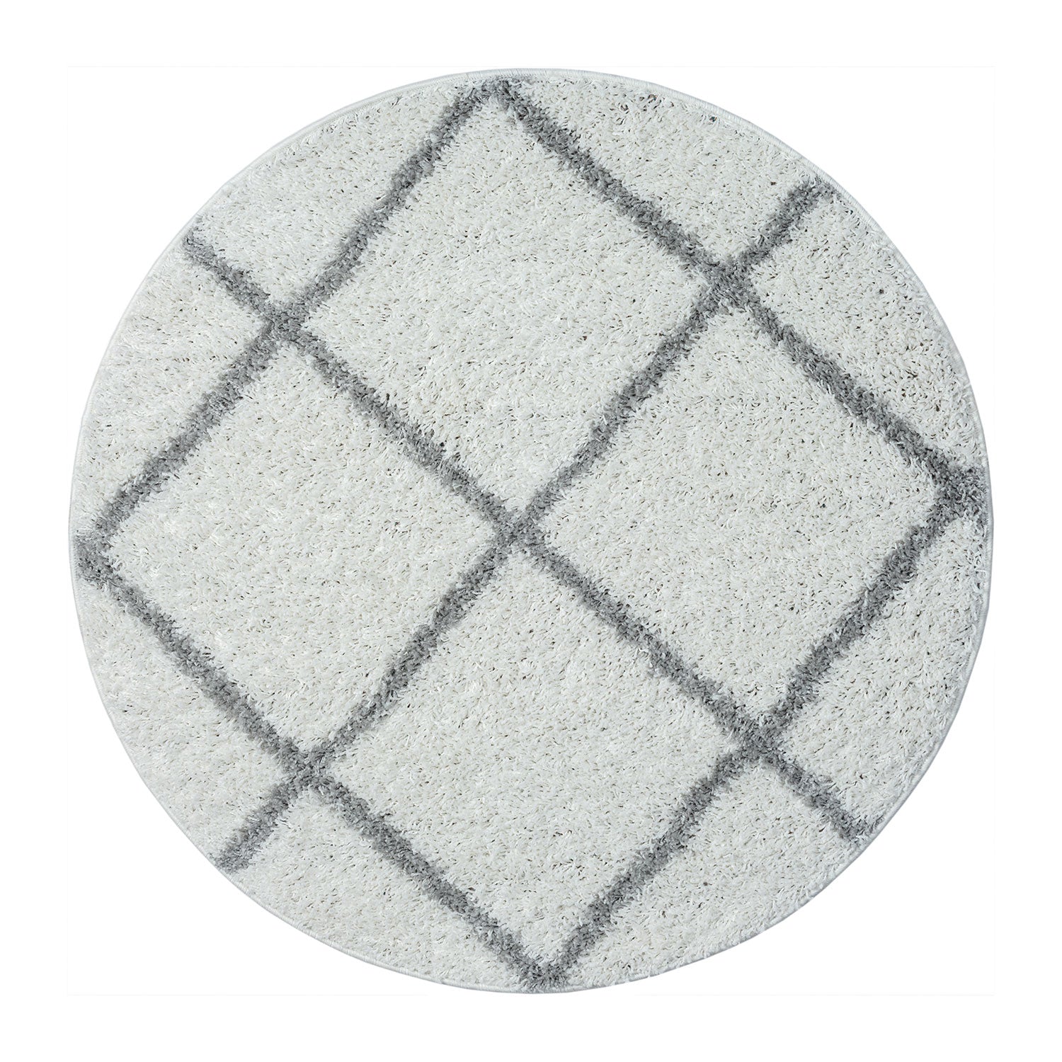 High-pile rug for living room, bedroom, kitchen, shaggy, Scandinavian diamond pattern-zoom-5