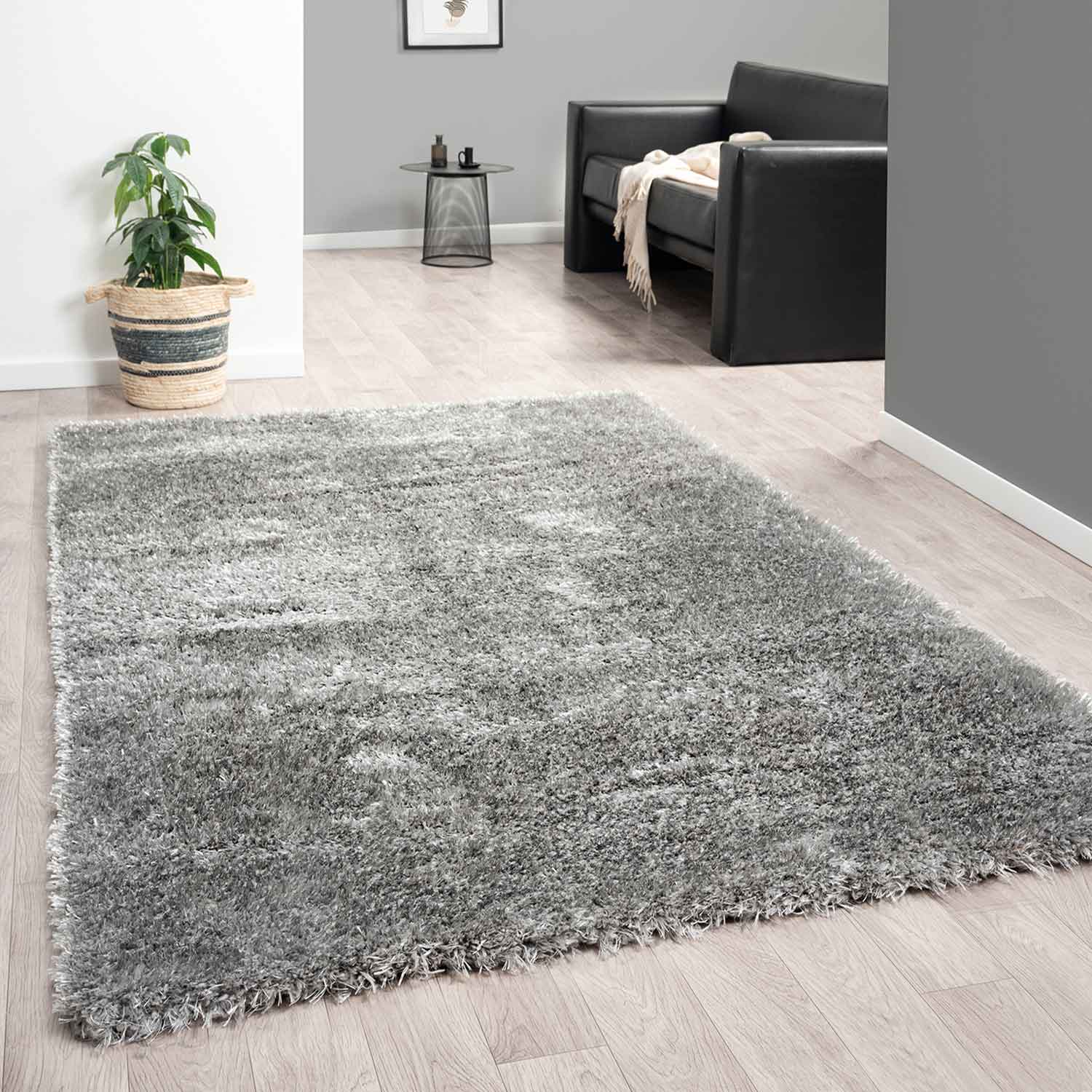 High-pile shaggy rug for living room, super soft, pastel colors, solid colors-1