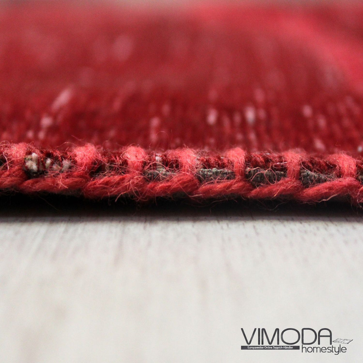 High-quality VINTAGE patchwork rug, original hand-knotted wool rug in red; 160 cm x 230 cm - P001-zoom-5