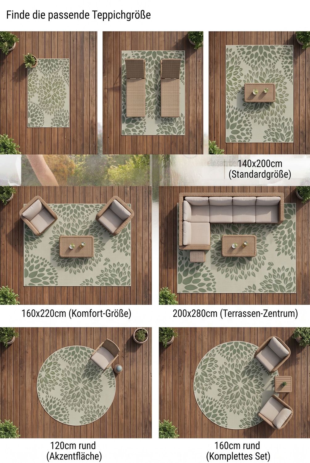 Indoor and outdoor flatweave patio & balcony kitchen rug floral design green-7