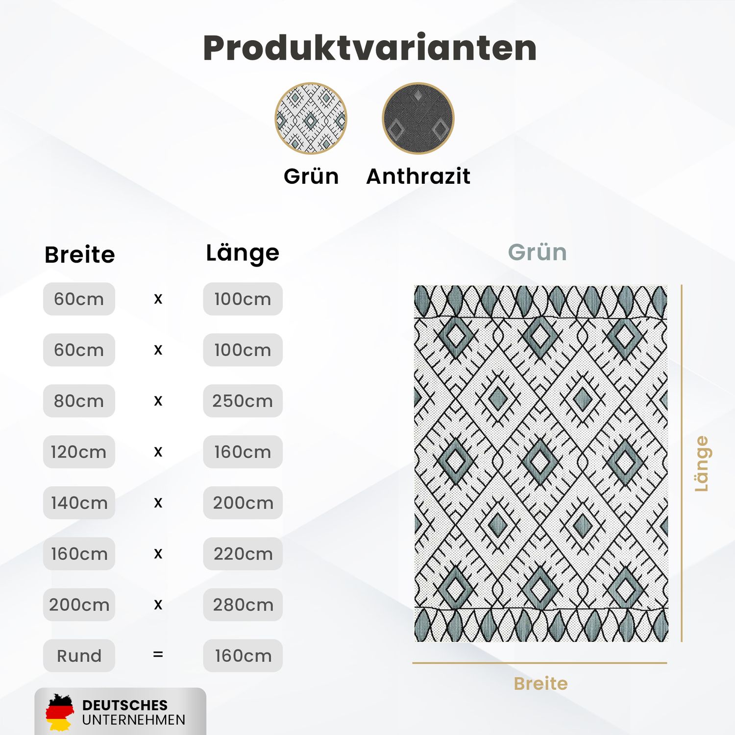 Indoor and outdoor flatweave patio & balcony kitchen rug diamond boho design