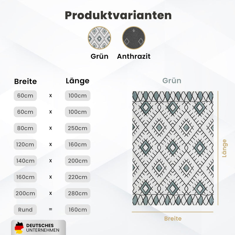 Indoor and outdoor flatweave patio & balcony kitchen rug diamond boho design-zoom-