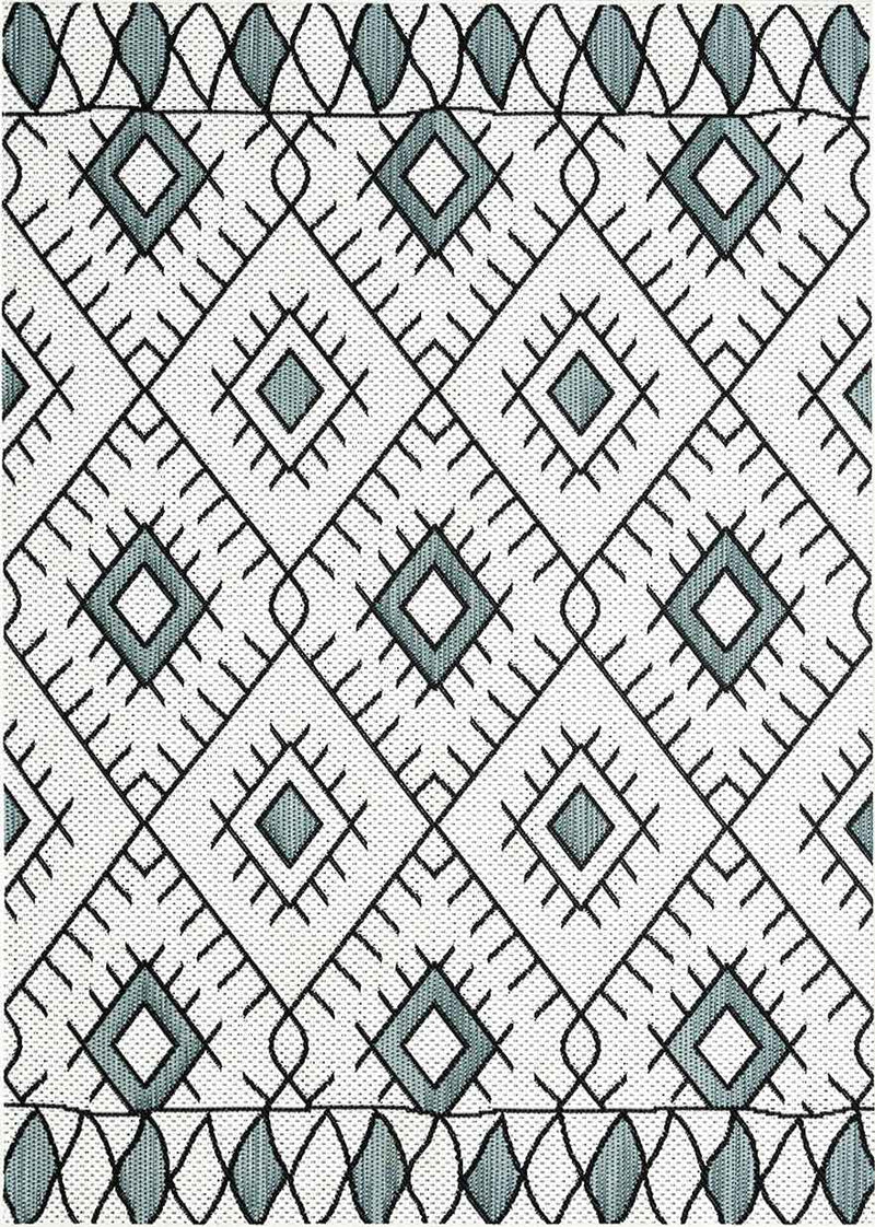 Indoor and outdoor flatweave patio & balcony kitchen rug diamond boho design-zoom-