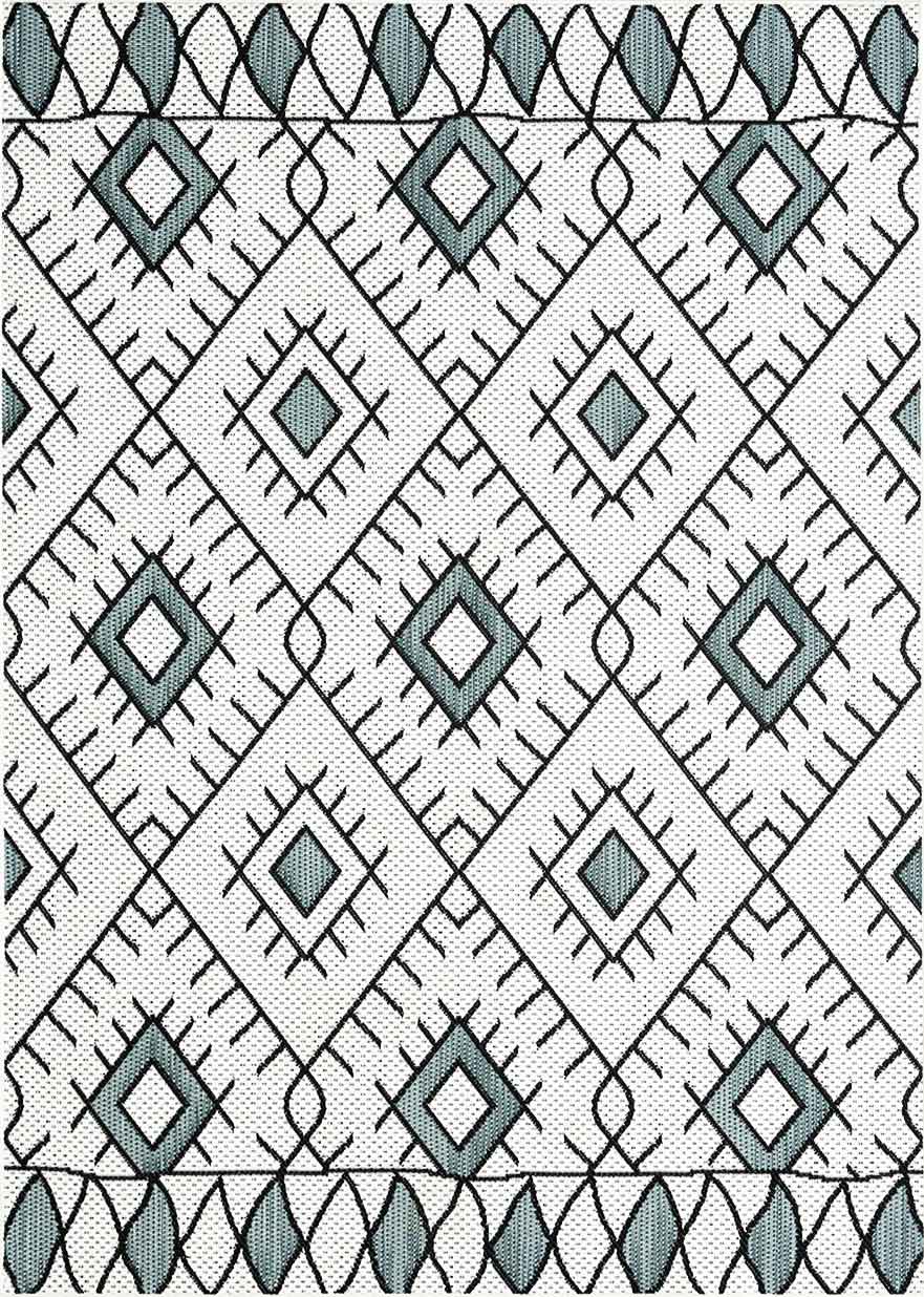 Indoor and outdoor flatweave patio & balcony kitchen rug diamond boho design