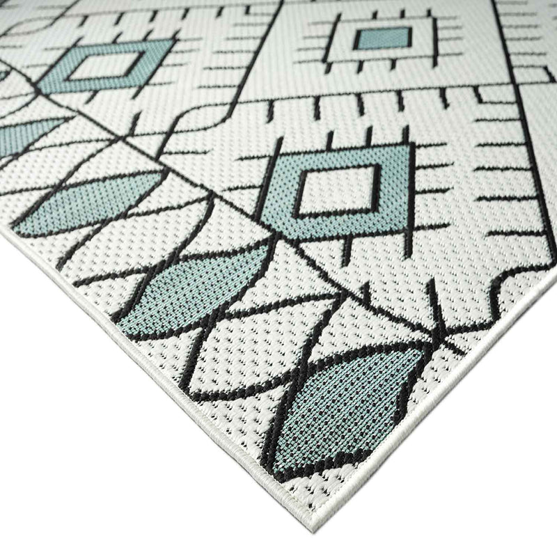 Indoor and outdoor flatweave patio & balcony kitchen rug diamond boho design-zoom-