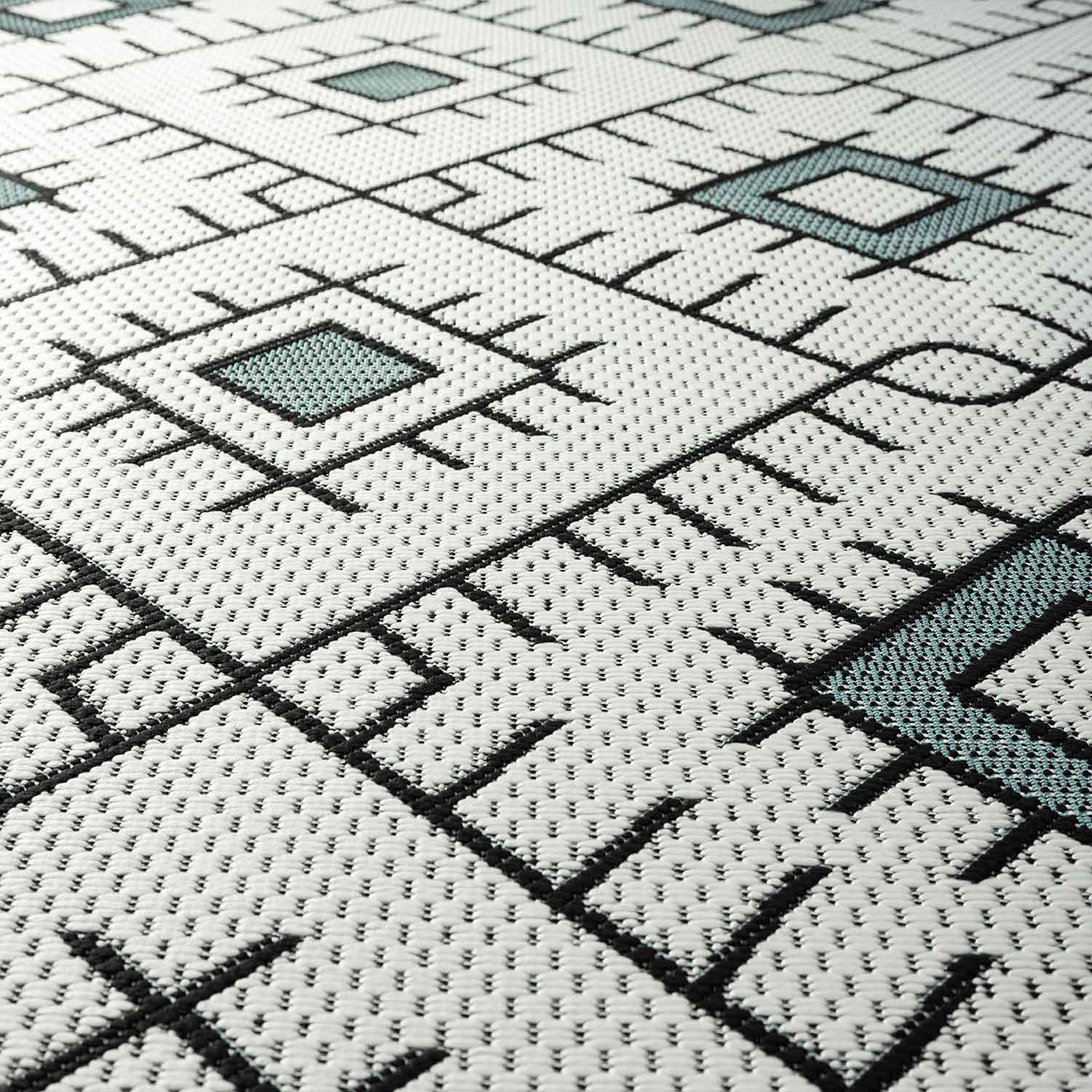 Indoor and outdoor flatweave patio & balcony kitchen rug diamond boho design-zoom-7