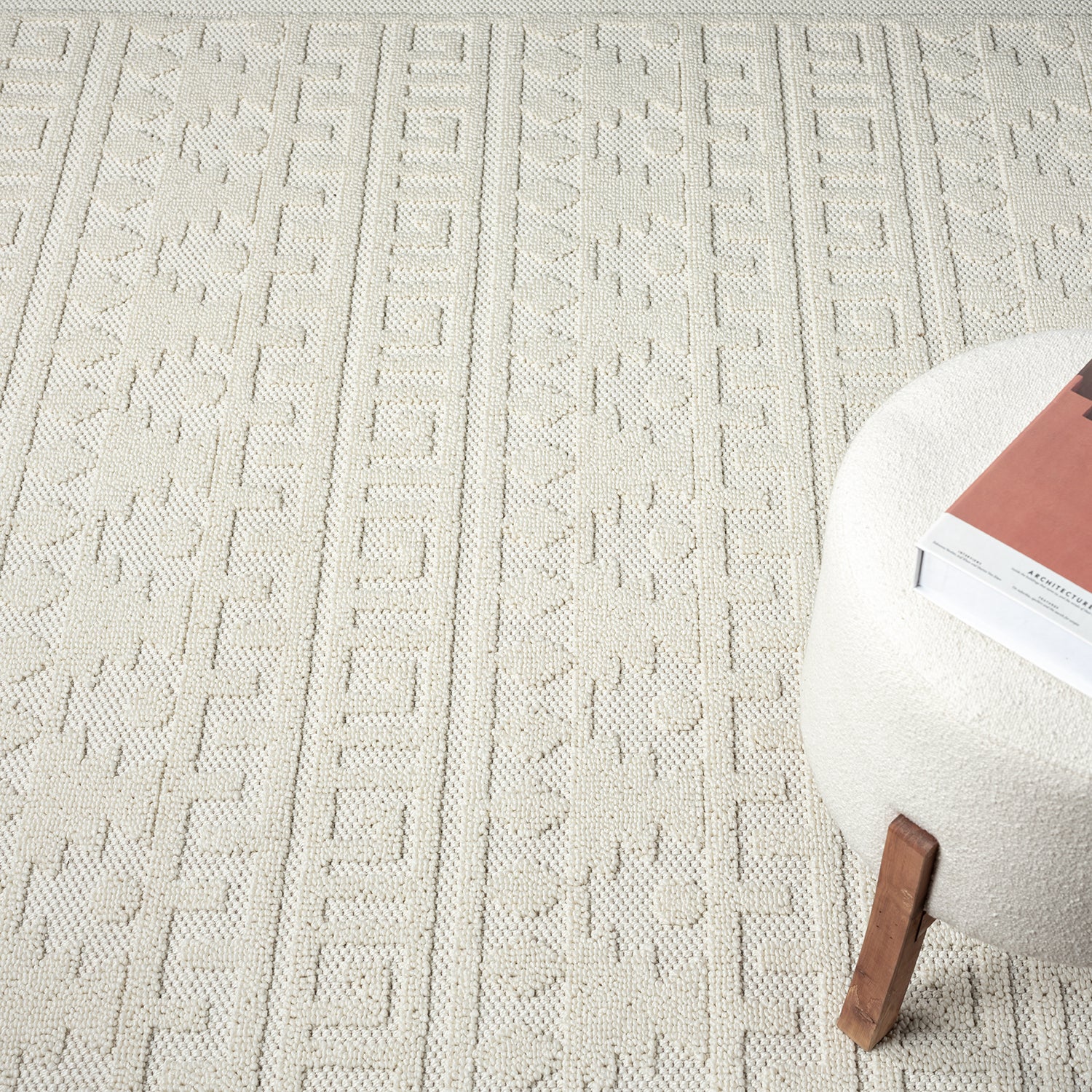 Boho rug for living room, bedroom, balcony, kitchen, terrace, hallway, 3D cream-2