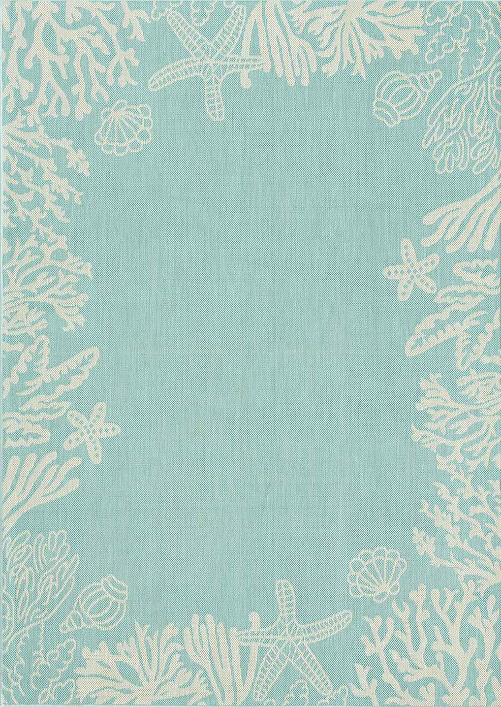 Indoor and outdoor rug, patio & balcony, kitchen rug, sea design, shells, turquoise-zoom-4
