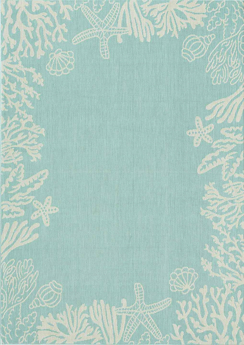 Indoor and outdoor rug, patio & balcony, kitchen rug, sea design, shells, turquoise-zoom-