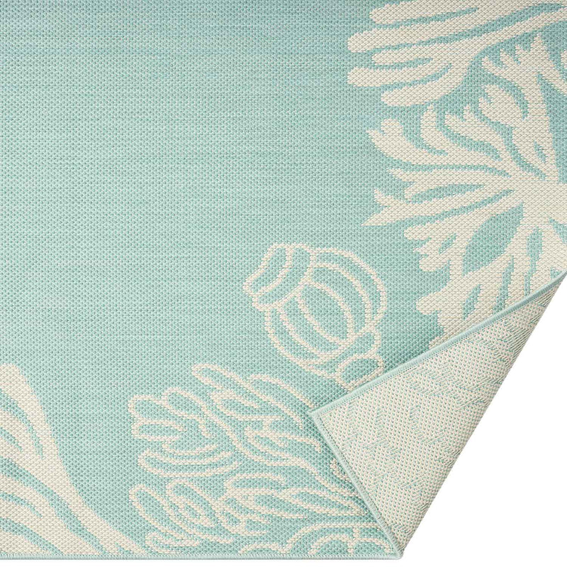 Indoor and outdoor rug, patio & balcony, kitchen rug, sea design, shells, turquoise-zoom-