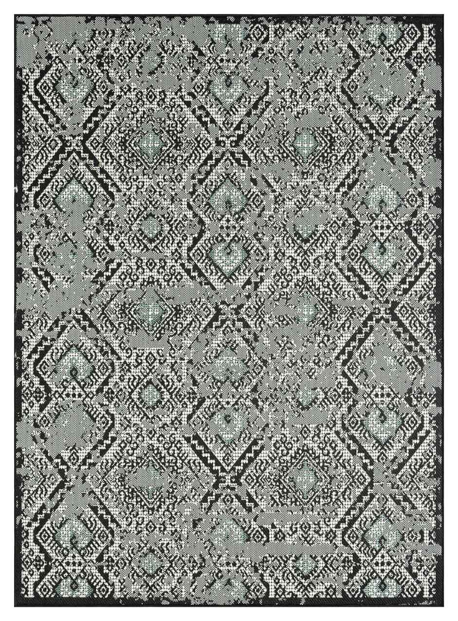 Indoor and outdoor rug, patio & balcony, kitchen rug, diamond design, black & green