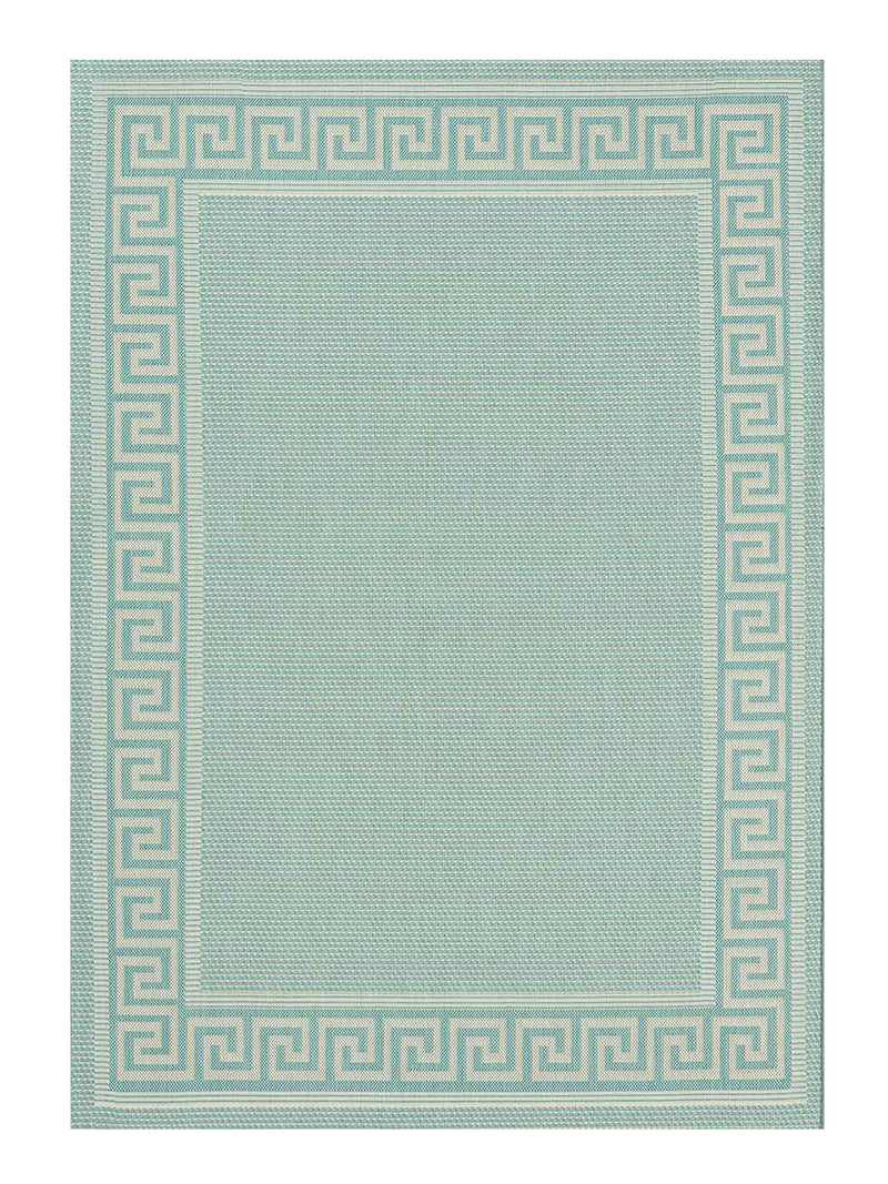 Indoor and outdoor flatweave rugs for balcony, kitchen, border look in blue & turquoise-zoom-