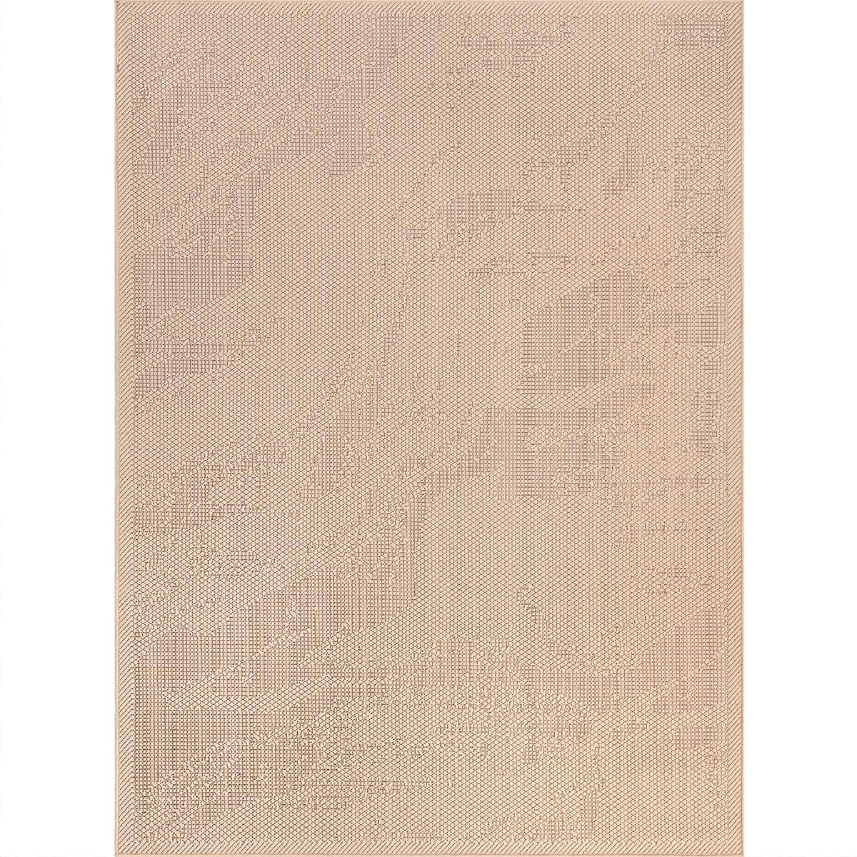 Indoor and outdoor flatweave rugs for patios, natural look in grey & beige