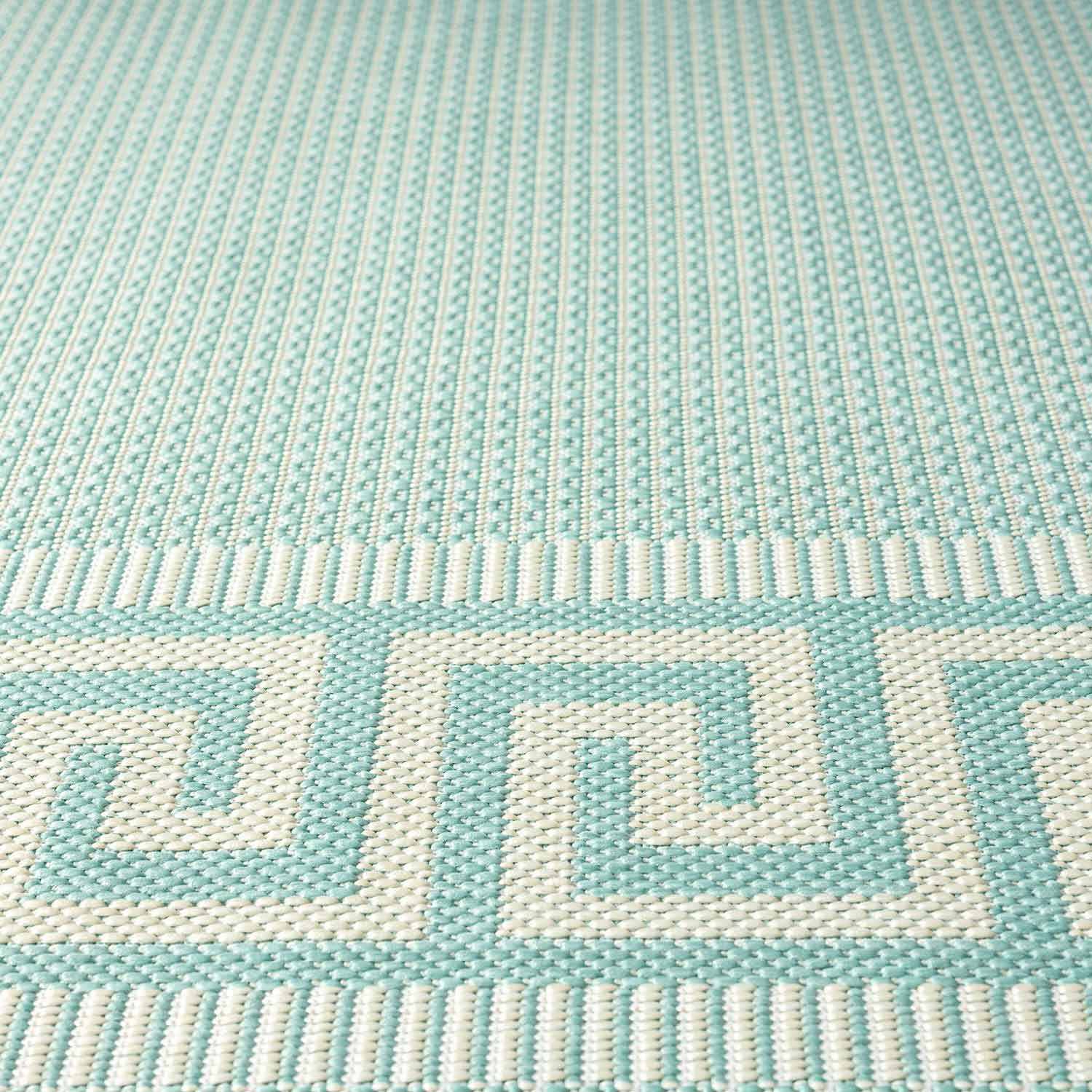 Indoor and outdoor flatweave rugs for balcony, kitchen, border look in blue & turquoise-zoom-3