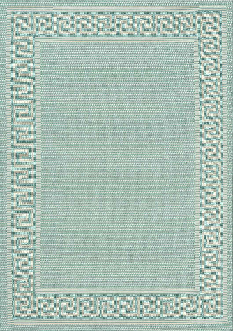 Indoor and outdoor flatweave rugs for balcony, kitchen, border look in blue & turquoise-zoom-
