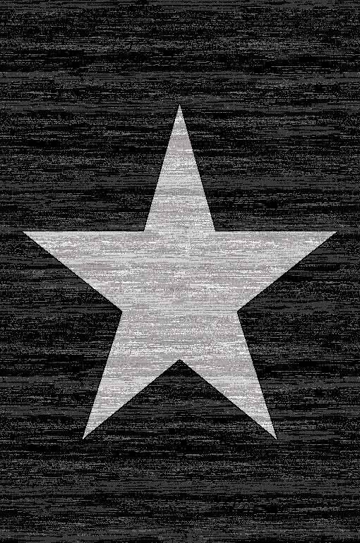 Short-pile rug with a modern star pattern in black, suitable for teenagers' rooms, children's rooms, and living rooms.