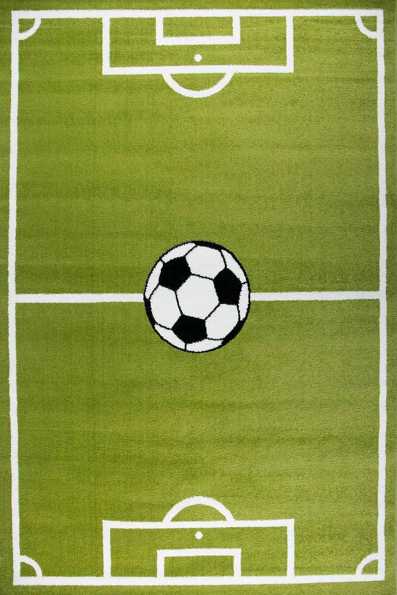 Kids' Rug Football Green Pitch Robust Easy-care Short Pile Play Rug for Nursery Playroom-zoom-