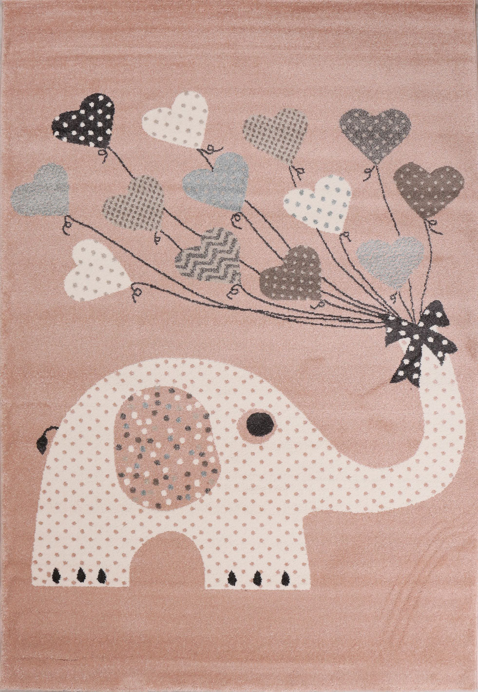 Children's Rugs Hearts with Balloons and Elephant | Children's Rug for Girls and Boys | Rug for Kids' Rooms