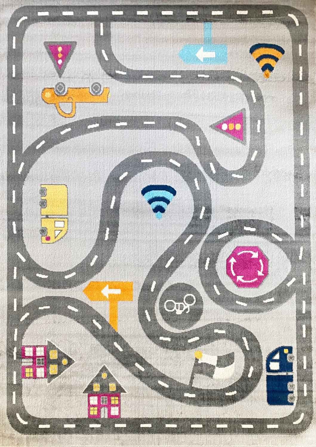 Kids' Rug Play Rug Road Car Traffic | Rug for Children's Room | Grey or Blue-8
