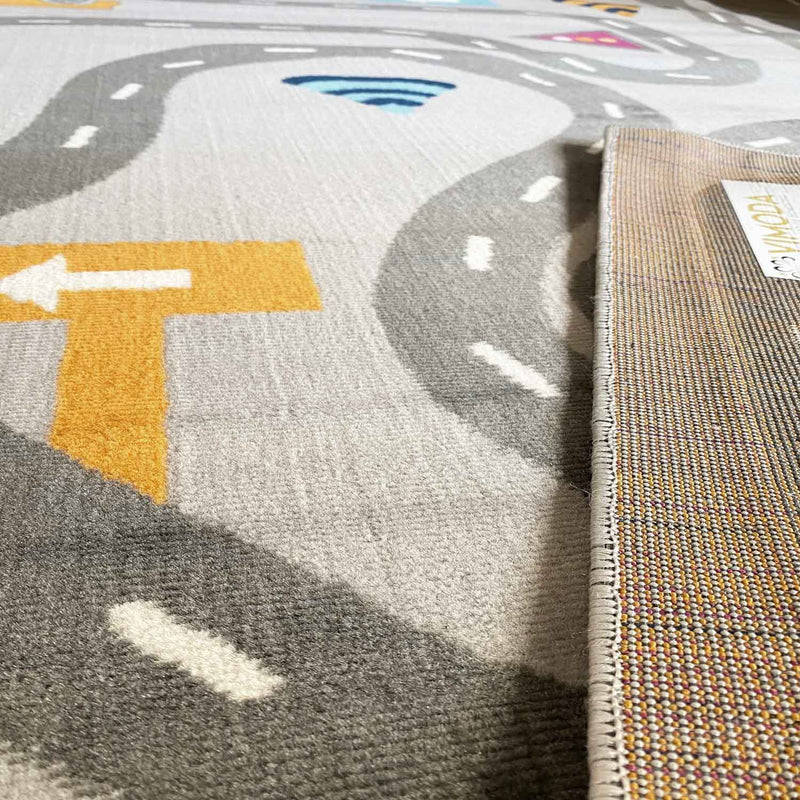 Kids' Rug Play Rug Road Car Traffic | Rug for Children's Room | Grey or Blue-zoom-