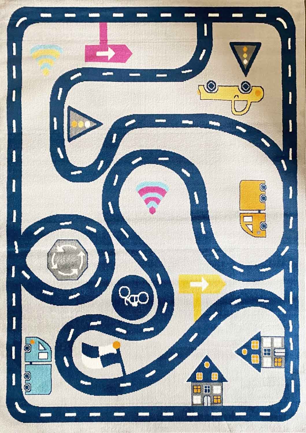 Kids' Rug Play Rug Road Car Traffic | Rug for Children's Room | Grey or Blue
