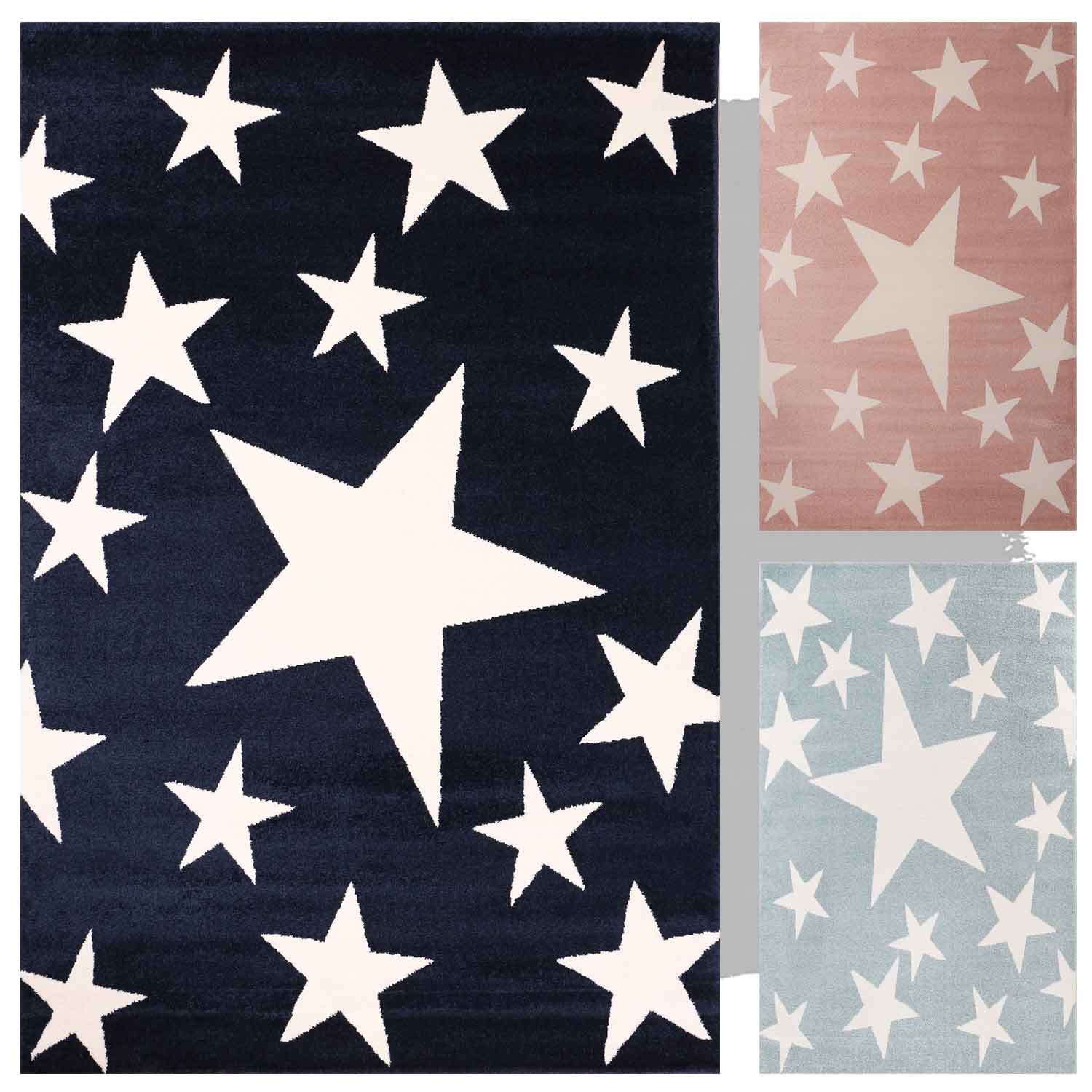 Children's rug, short pile, star motif, modern, easy-care, various colors-zoom-1