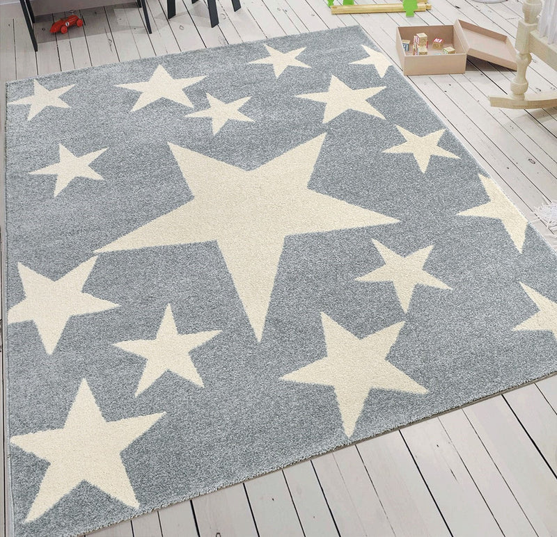 Children's rug, short pile, star motif, modern, easy-care, various colors-zoom-