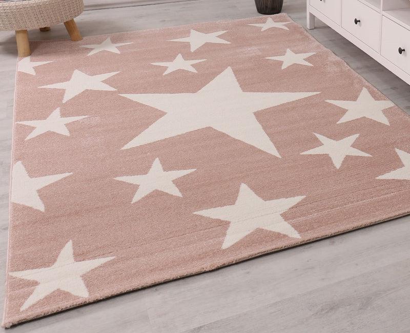 Children's rug, short pile, star motif, modern, easy-care, various colors-zoom-