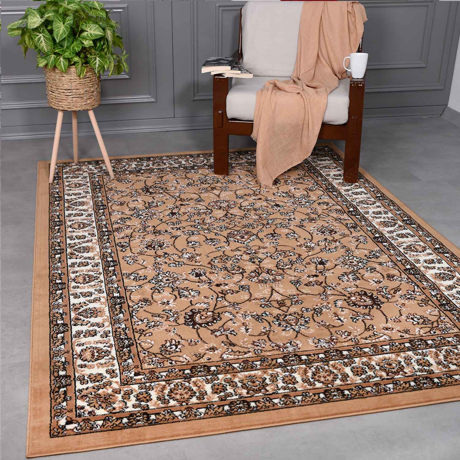 Classic Oriental Floral Pattern Rug, Densely Woven, Living Room/Bedroom Runner-zoom-1
