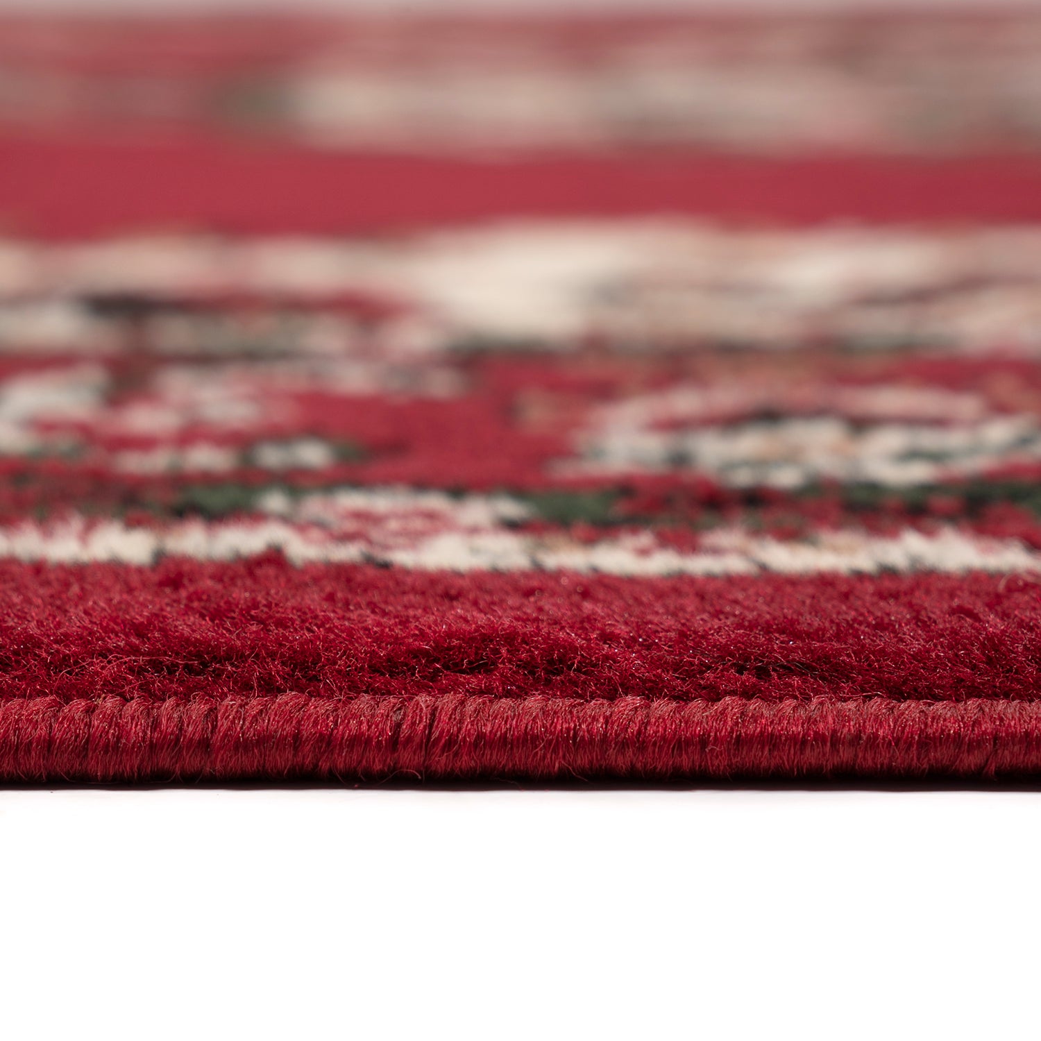 Oriental pattern rug, short pile, classic, for living room, dining room, hallway - beige and red-zoom-3