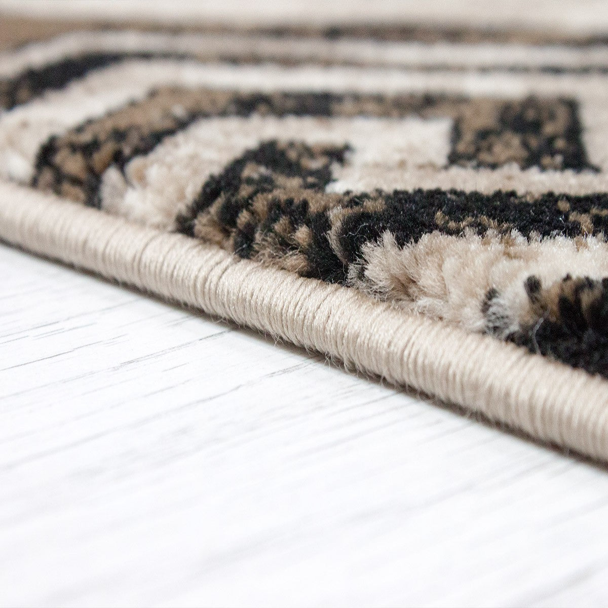 Short-pile rug, classic oriental design, vintage mandala, dark brown, brown, beige, for living room, bedroom-zoom-4