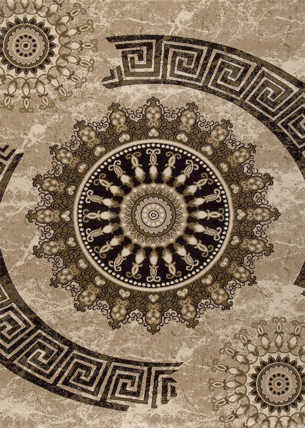 Short-pile rug, classic oriental design, vintage mandala, dark brown, brown, beige, for living room, bedroom-zoom-5