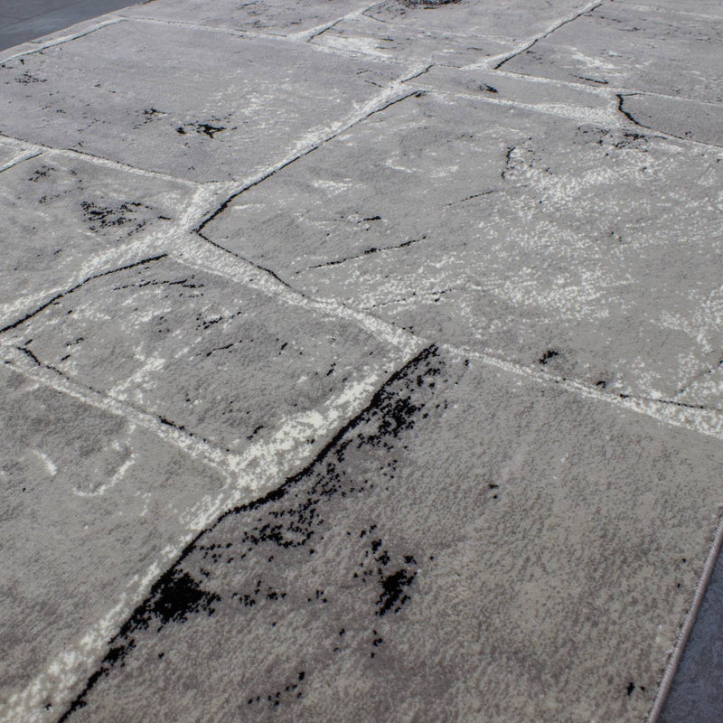 Designer rug, modern stone wall marble look in grey-zoom-