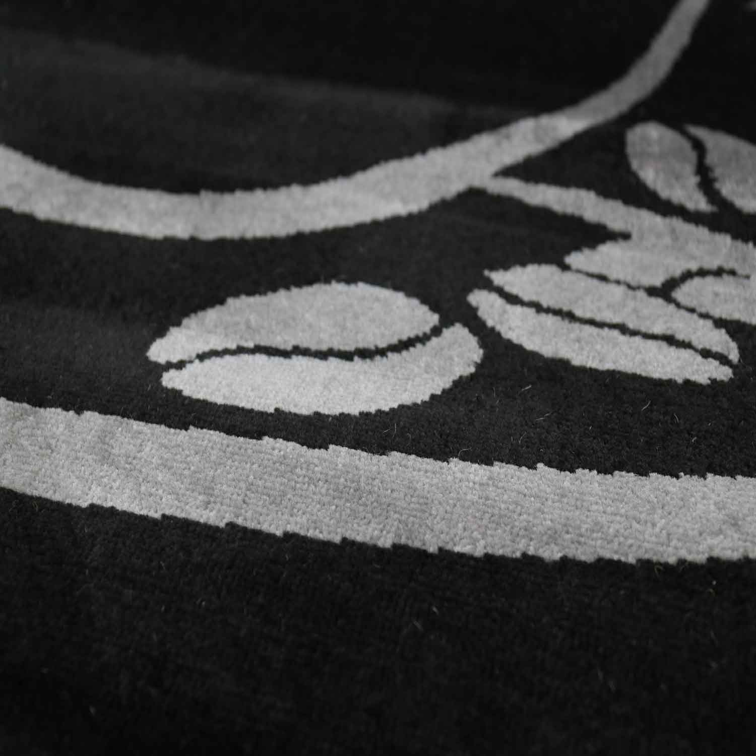 Black Kitchen Rug, Trendy Coffee Rug, Cappuccino Cup Pattern, Short Pile-zoom-6