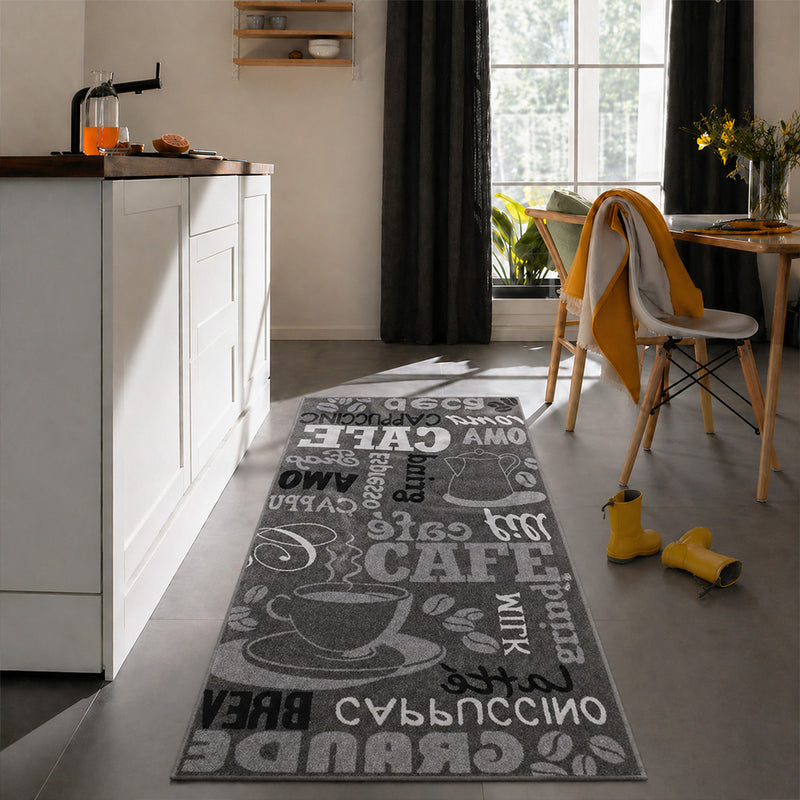 Kitchen rug grey trendy coffee rug, carpet runner coffee pattern runner-zoom-