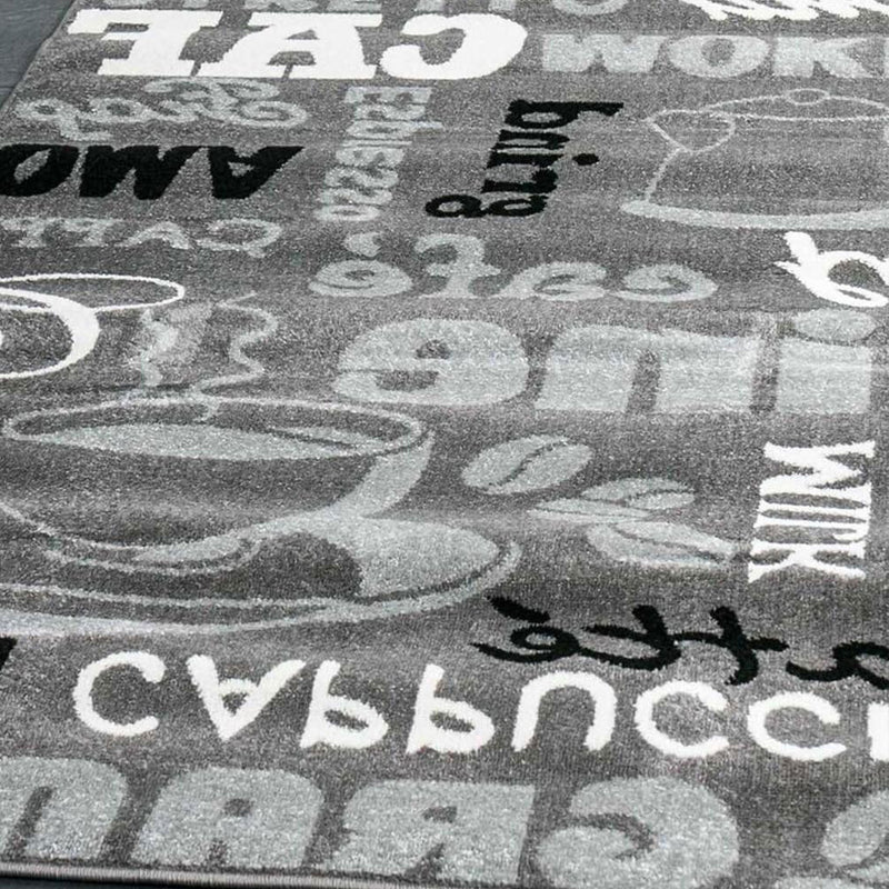 Kitchen rug grey trendy coffee rug, carpet runner coffee pattern runner-zoom-