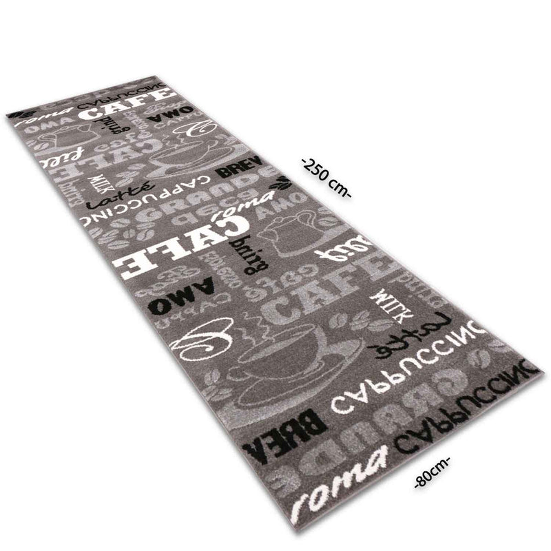 Kitchen rug grey trendy coffee rug, carpet runner coffee pattern runner-zoom-