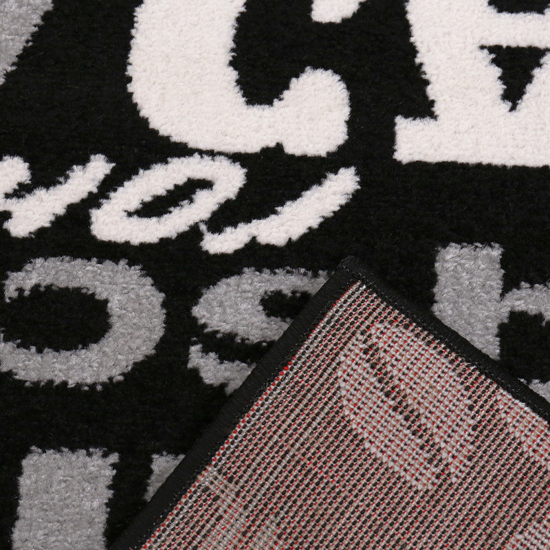 Kitchen rug, carpet runner, coffee design, modern coffee pattern in black, ideal for the lounge or kitchen-zoom-